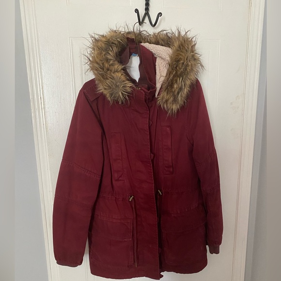 Garage Burgundy Duffle fall/winter coat size M - Picture 1 of 5